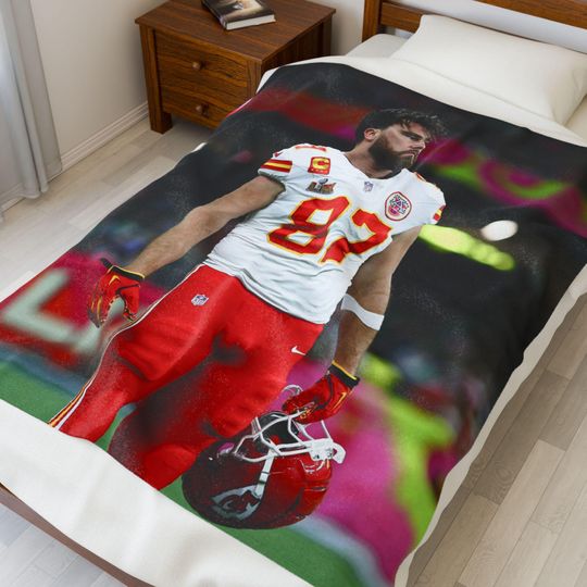 Discover Travis Kelce Throw Blanket | Kansas City Football Home Bedroom Decor