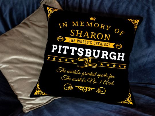 Personalized Pittsburgh Memorial Football Pillow - Custom Steeler Memorabilia, American Football Throw Pillow