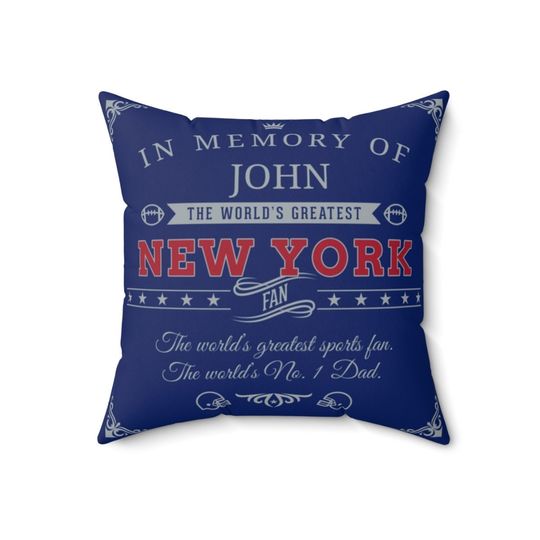 NY Giants Memorial Football Pillow, Custom Fan Gift
