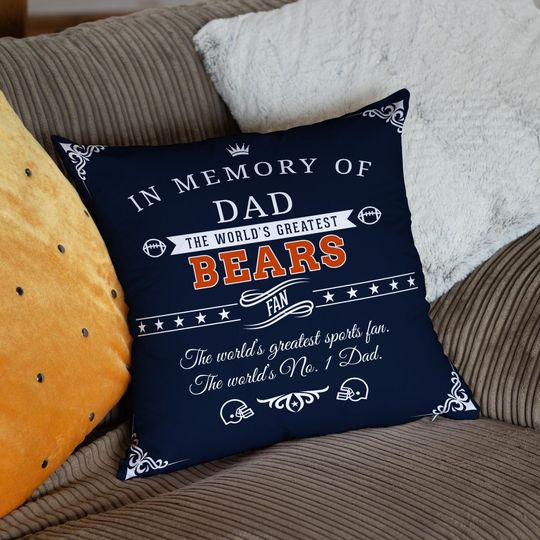 Chicago Bears Memorial Football Pillow Cover, Custom American Football Throw Pillow for Fans
