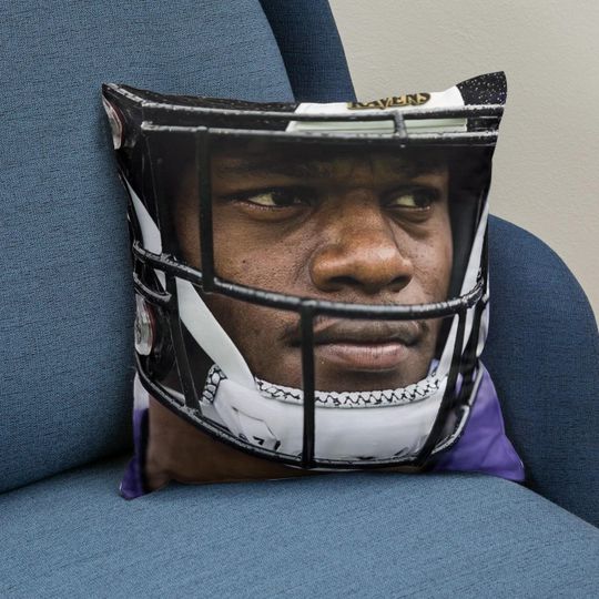 Discover Lamar Jackson Pillow | Ravens Pillow | Baltimore Football Home Decor | Lamar Jackson MVP Gift Idea