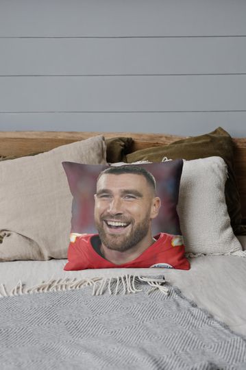 Travis Kelce Pillow | Chiefs Pillow | Kansas City Football Home Bedroom Decor