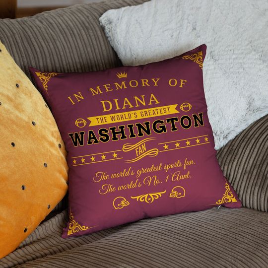 Washington Memorial personalized football pillow, custom gift in memory of commanders sport fan, football american football super bowl pillowcase