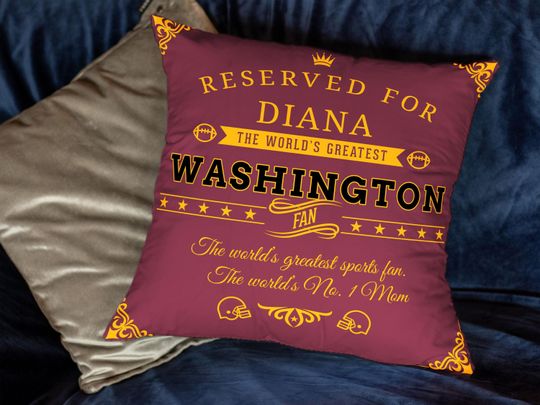 Personalized Washington Fan Pillow Case, Custom Sports Gift, Football and Super Bowl Throw Pillow