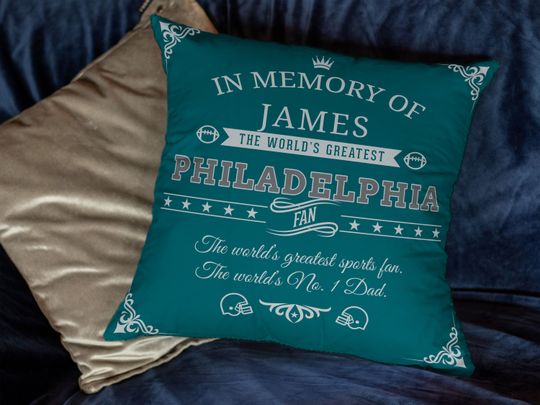 Philadelphia Memorial Football Throw Pillow Cover, Custom Gift for Eagles Fan, Super Bowl American Football Pillowcase