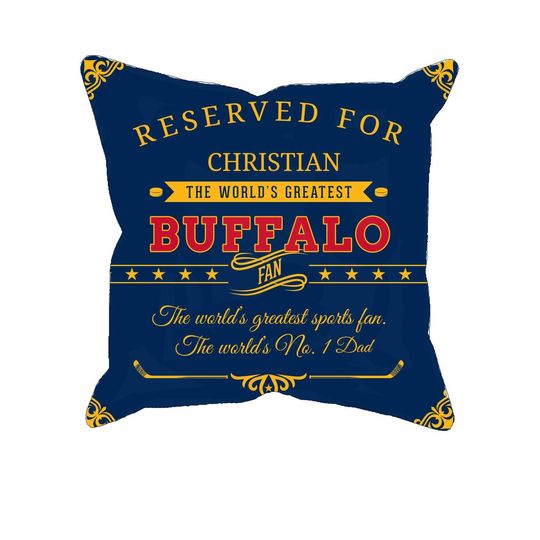 Discover Personalized Buffalo New York Hockey Throw Pillow Cover, Custom Buffalo Sabres Gift, NHL Ice Hockey Pillow Case