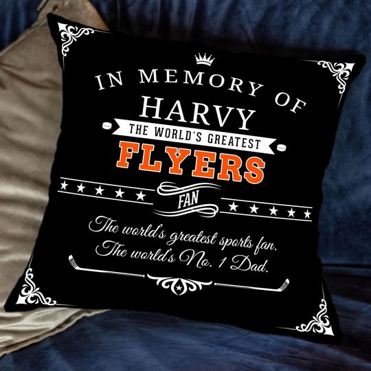 Discover Philadelphia Flyers Hockey Memorial Throw Pillow, Custom Fan Gift, Orange and Black NHL Pillowcase, Grittys Chaos Corner
