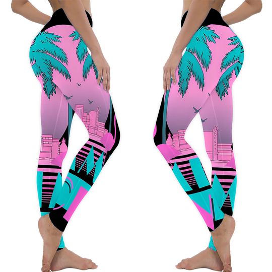 Miami Vice - Retro 80s Design Leggings, Gift for Women, Funny Women Leggings, Comfortable Leggings