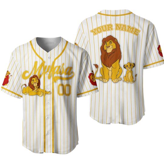 Custom Lion King Baseball Jersey, Disney Mufasa Simba Baseball Jersey, Lion Movie Baseball Jersey
