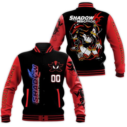Personalized Shadow The Hedgehog Chaos Varsity Jacket, Custom Movie Jacket, Sonic the Hedgehog Sports, Gamer Gift Outfit