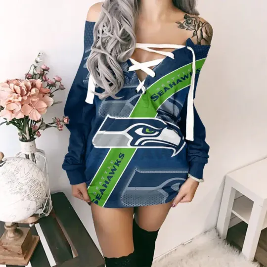 Seattle Seahawkss Personalized Lace-Up Sweatshirt BGLU095