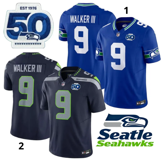 Men's Seahawks Kenneth Walker III 50th Season Football Jersey