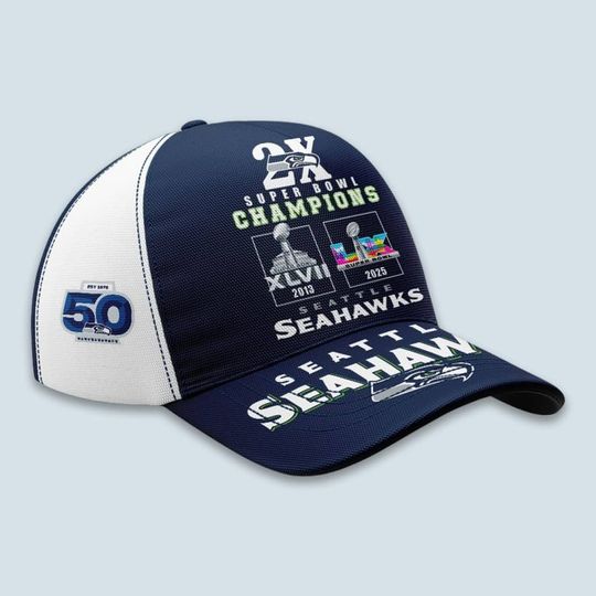Discover 2026 Seahawks 2x Super Bowls Champions Cap