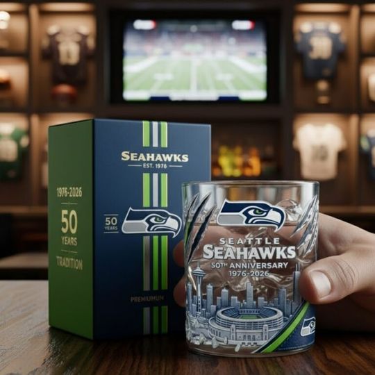 2026 Seattle Seahawks 50th Anniversary Est 1976 Whiskey Glass (No box)