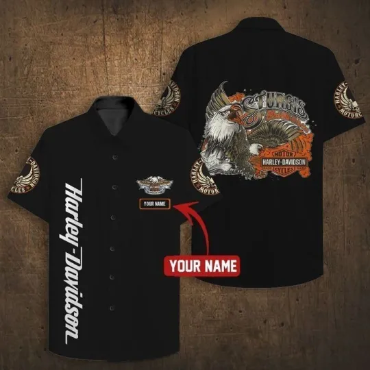 Discover Personalized Harley Motor Racing Davidson Casual Button Down Shirt Unisex Adults