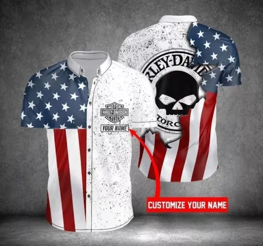 Discover Personalized Harley Motor Racing Davidson Casual Button Down Shirt