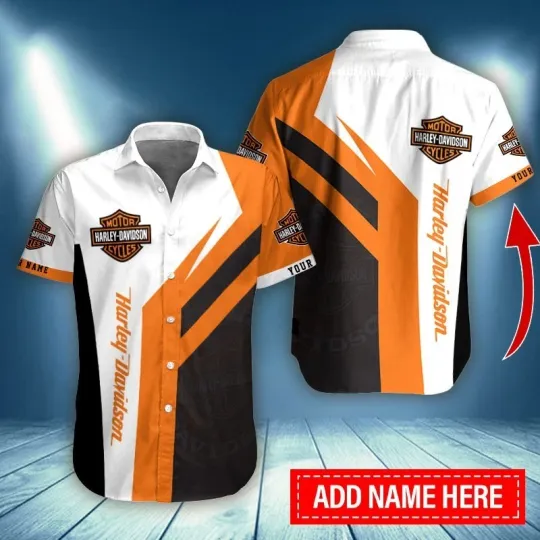 Discover Personalized Harley Motor Racing Davidson Casual Button Down Shirt