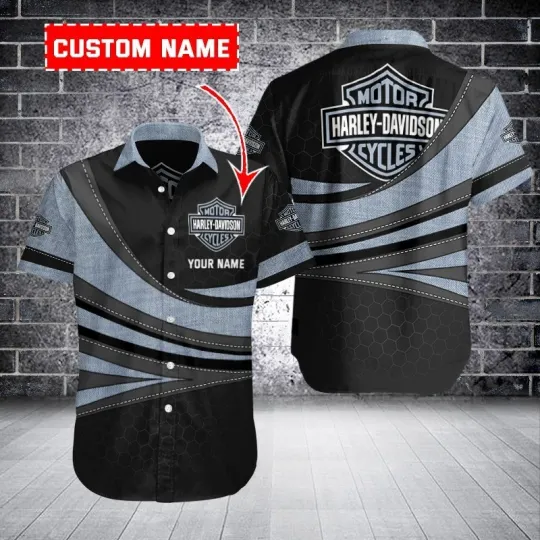 Discover Personalized Harley Motor Racing Davidson Casual Button Down Shirt
