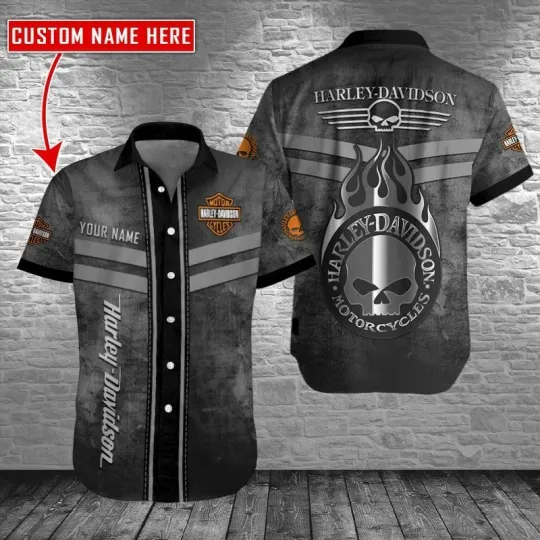 Discover Personalized Harley Motor Racing Davidson Casual Button Down Shirt