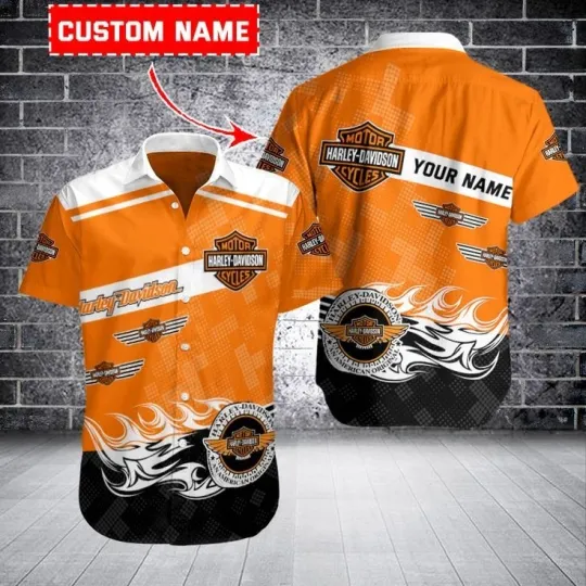 Discover Personalized Harley Motor Racing Davidson Casual Button Down Shirt