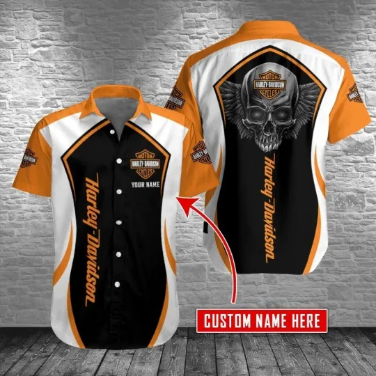 Discover Personalized Harley Motor Racing Davidson Casual Button Down Shirt
