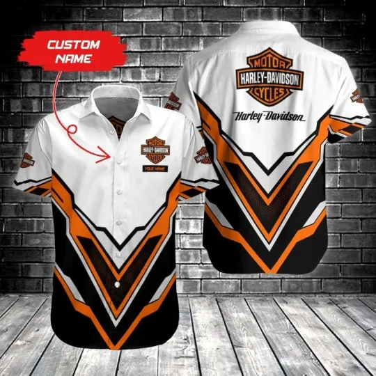 Discover Personalized Harley Motor Racing Davidson Casual Button Down Shirt