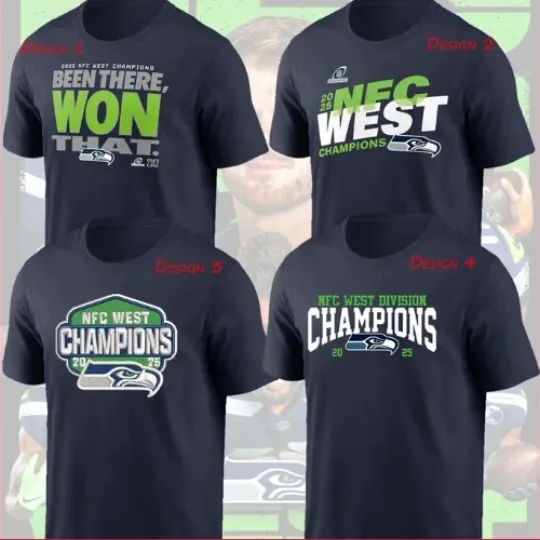 Discover Seattle Seahawks 2025 NFC West Division Champions T-Shirt One Sided Tee