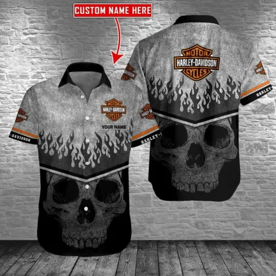 Discover Personalized Harley Motor Racing Davidson Casual Button Down Shirt Unisex Adults