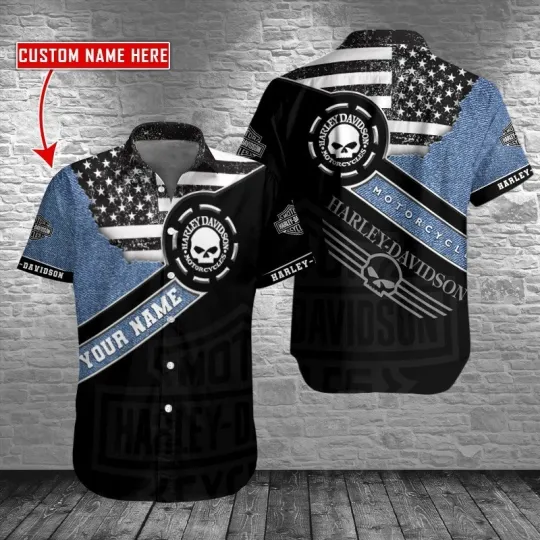 Discover Personalized Harley Motor Racing Davidson Casual Button Down Shirt Unisex Adults
