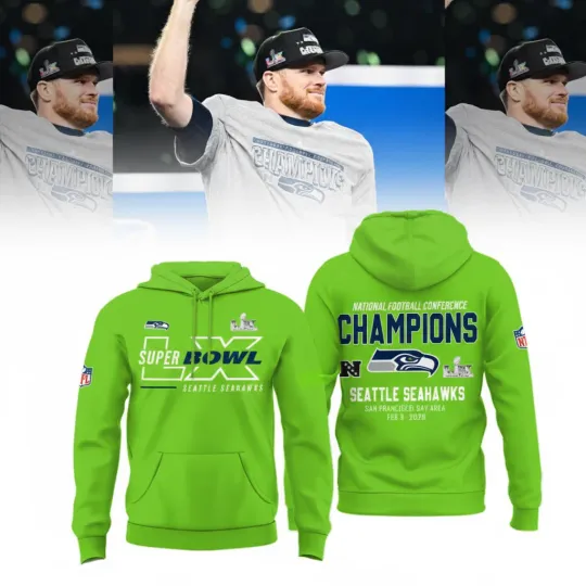 Discover Seattle Seahawks NFC Champions 2026 Super Bowl Hoodie Green