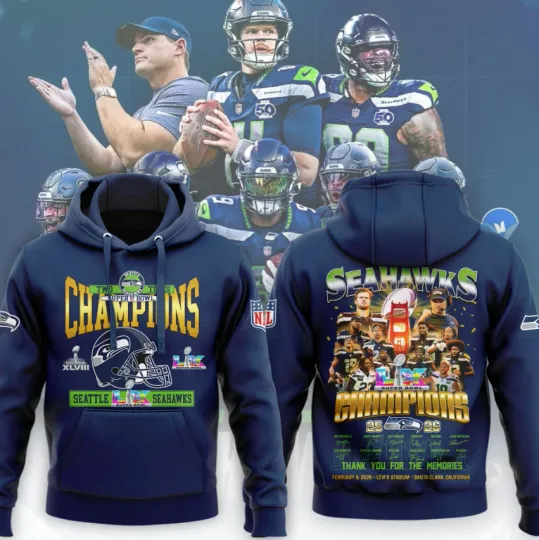 Discover Seattle Seahawks Super Bowl Champions 2026 Hoodie