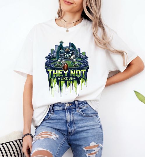 They Not Like Us Football Mascot T-Shirt, Football Mascot Stadium Skyline Shirt, Seattle Football Fan, Game Day Tee, Football Fan Shirt