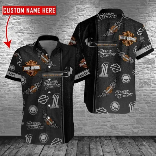 Discover Personalized Harley Motor Racing Davidson Casual Button Down Shirt