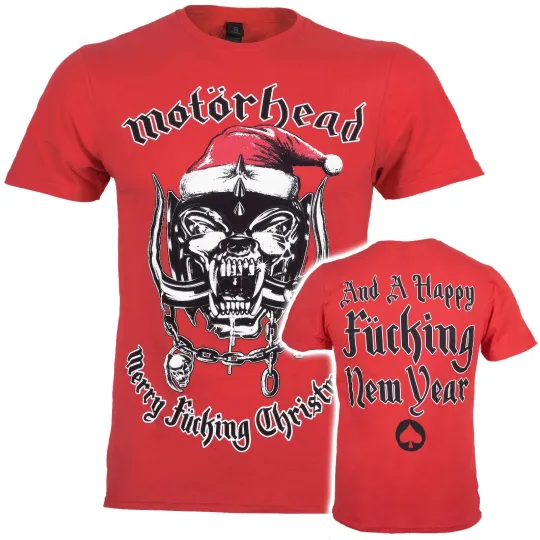 Motorhead Warpig Christmas T Shirt Red Lemmy Short Sleeve Mens Womens