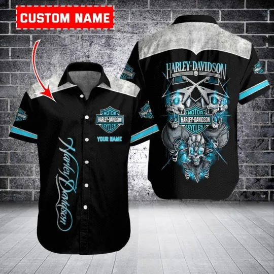 Discover Personalized Harley Motor Racing Davidson Casual Button Down Shirt