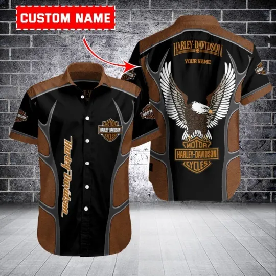 Discover Personalized Harley Motor Racing Davidson Casual Button Down Shirt