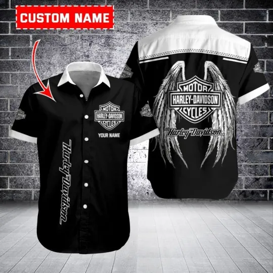 Discover Personalized Harley Motor Racing Davidson Casual Button Down Shirt