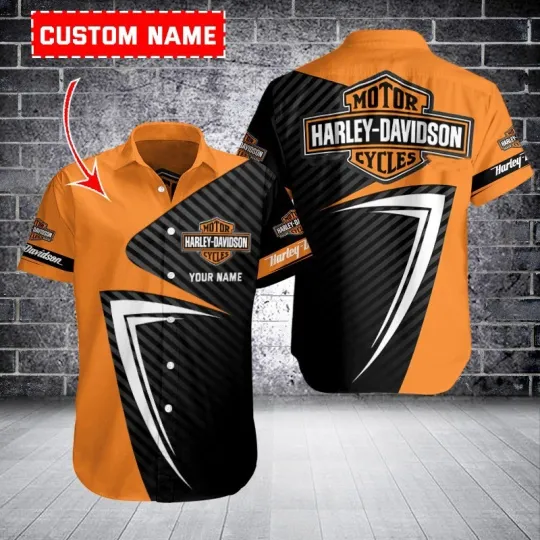 Discover Personalized Harley Motor Racing Davidson Casual Button Down Shirt