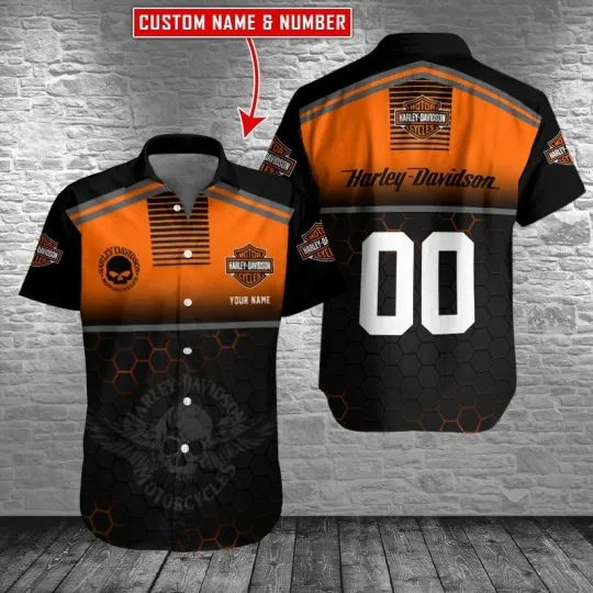 Discover Personalized Harley Motor Racing Davidson Casual Button Down Shirt