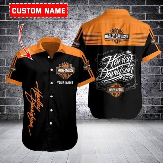 Discover Personalized Harley Motor Racing Davidson Casual Button Down Shirt