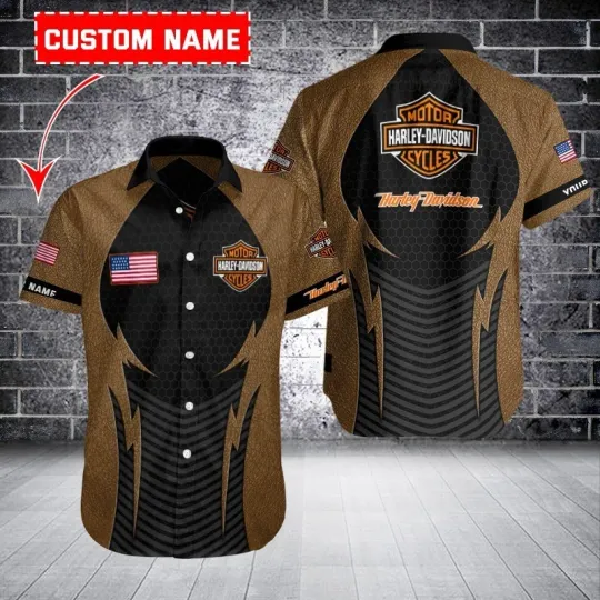 Discover Personalized Harley Motor Racing Davidson Casual Button Down Shirt