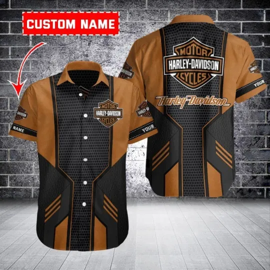 Discover Personalized Harley Motor Racing Davidson Casual Button Down Shirt