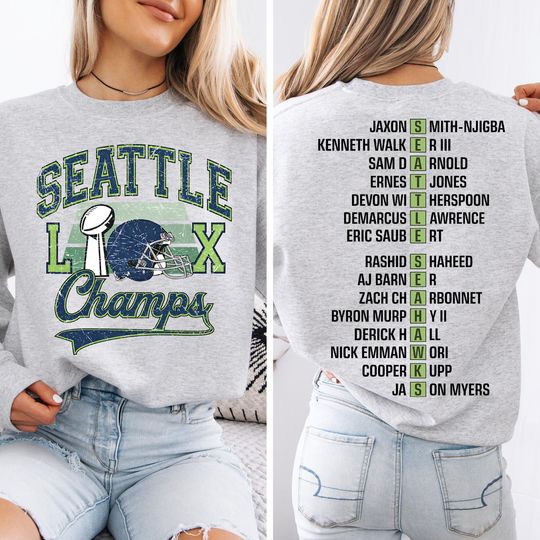 Discover Retro Seattle Football Sweatshirt, Seattle LX Champs Crewneck, Game Day Fan Shirt, Football Fans Gift, Seattle Sports Apparel.