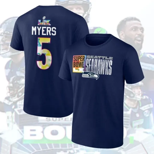 Discover Jason Myers #5 Seattle Seahawks Super Bowl LX Name and Number