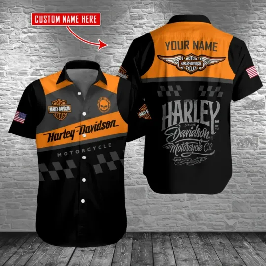 Discover Personalized Harley Motor Racing Davidson Casual Button Down Shirt Unisex Adults
