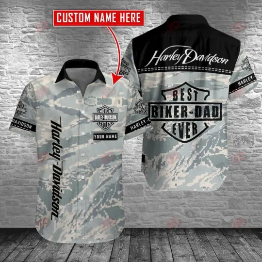 Discover Personalized Harley Motor Racing Davidson Casual Button Down Shirt