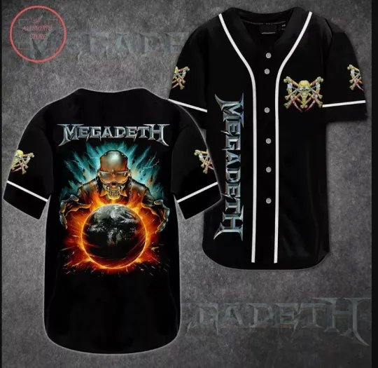MEGADETH BLACK BASEBALL JERSEY Gifl Fan