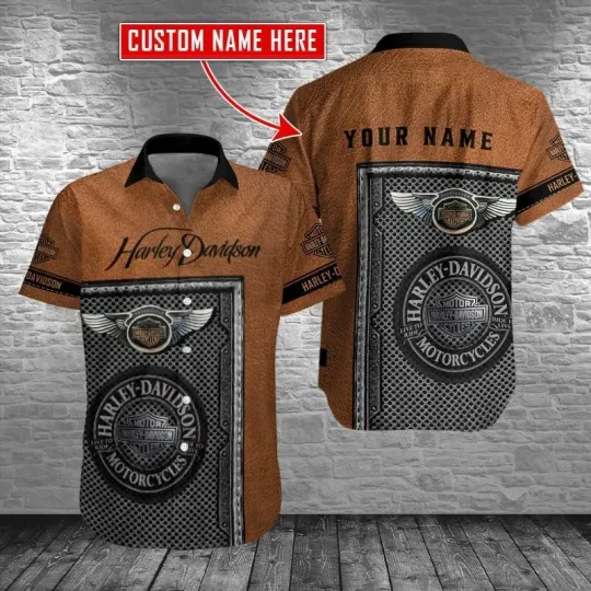 Discover Personalized Harley Motor Racing Davidson Casual Button Down Shirt