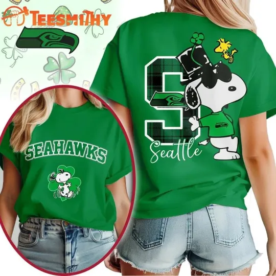 Discover Seattle Seahawk 2026 football Snoo py St. Patricks Day Unisex Shirt Unisex S-5XL