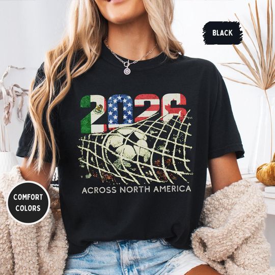 Discover 2026 North America Soccer Shirt, World Football Fan Tee, MX US CA Vintage Goal Net, Cup Soccer Lover Gift